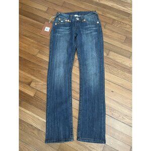True Religion Joey Super T Women's Straight Leg Jeans Light Blue Size 26